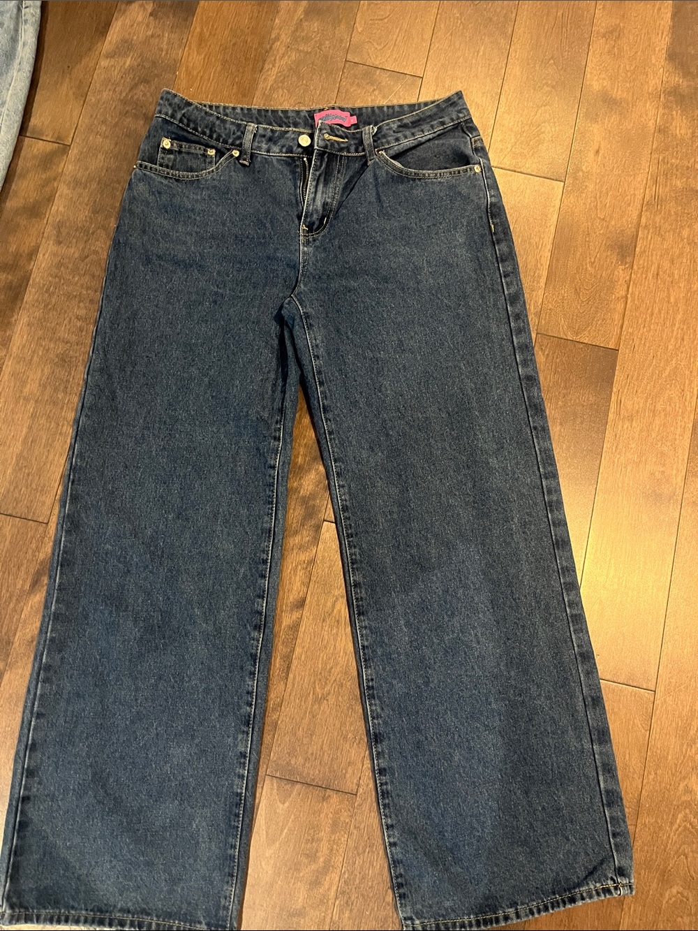 Edikted Mid-Rise Wide-Leg Women's Jeans in Dark Blue